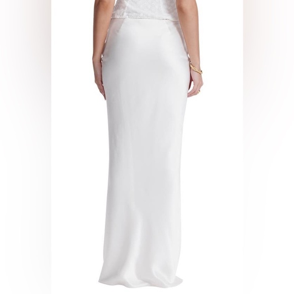 House of CB Sydel White Satin Bias Cut Maxi Skirt, Large - Picture 4 of 5
